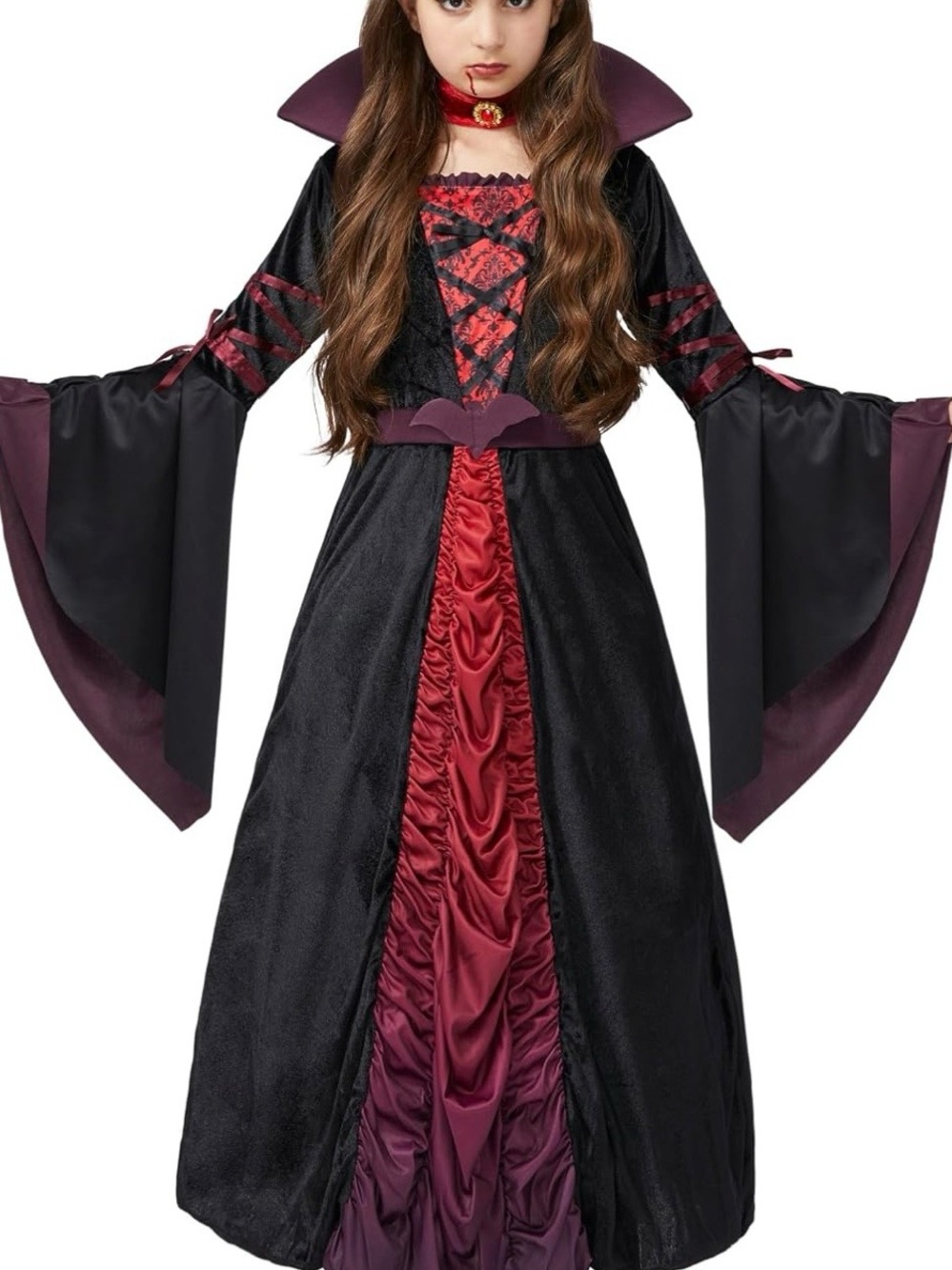 Girls Spooktacular Creations Black and Burgundy Vampire Costume Dress - size XL